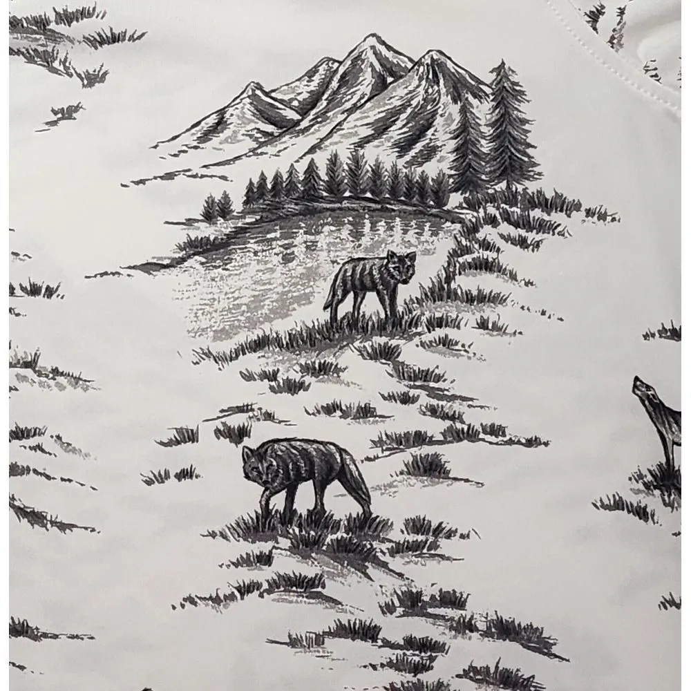 Greyson Men's Short‎ Sleeve Hazeltine Polo Size L All Over Wolf Print RARE PRINT